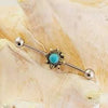 Sun with Aqua Opal Scaffold Industrial Barbell Piercing Bar 35mm SCAFF10