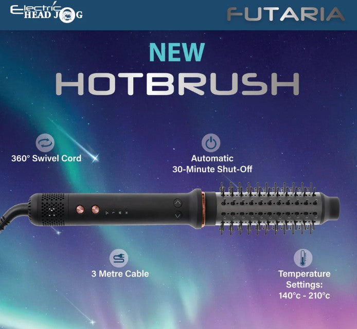 Futaria Hotbrush with features on a colorful background