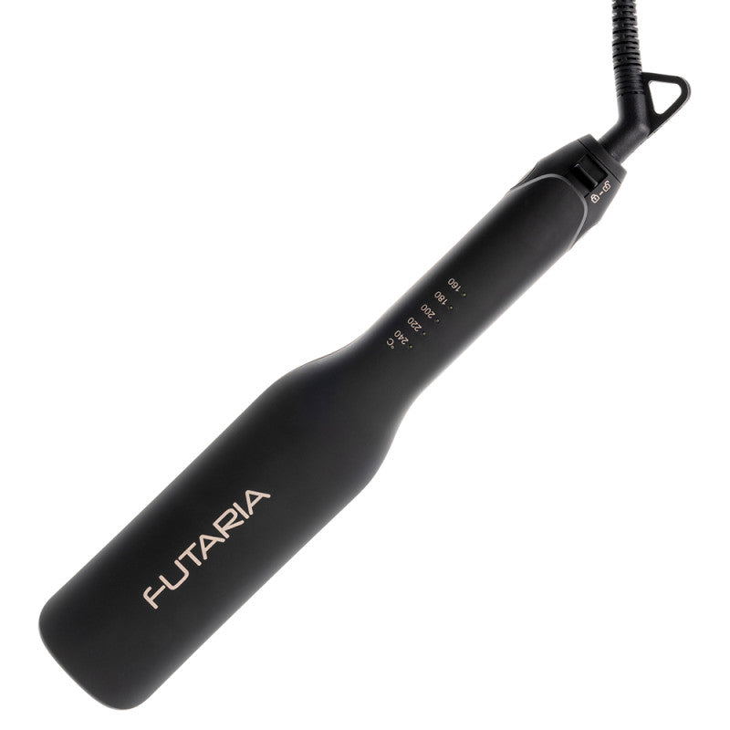 Black hair straightener with 'Futaria' branding on a white background