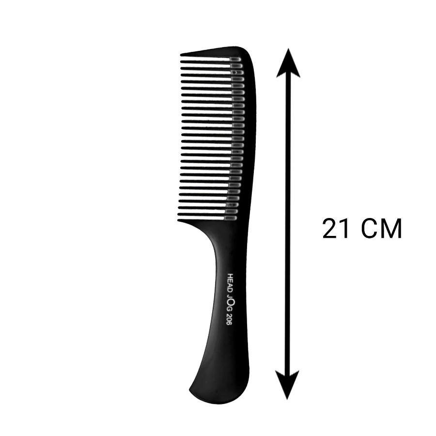 black headjog comb on a white background with measurements