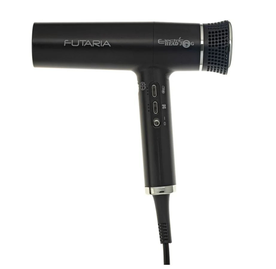 Futaria electric high speed hairdryer with a black finish, featuring a brushless motor, dual rear filter, and a 3-meter cable.