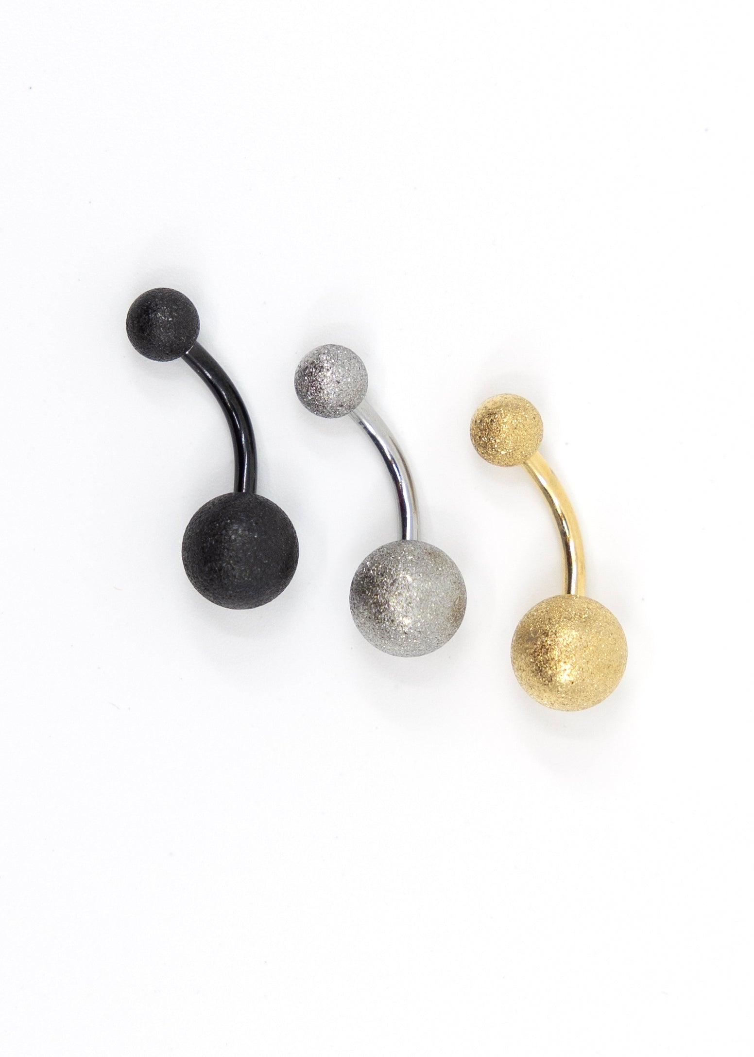Lustre Glitter Metal Navel Bars 3pck