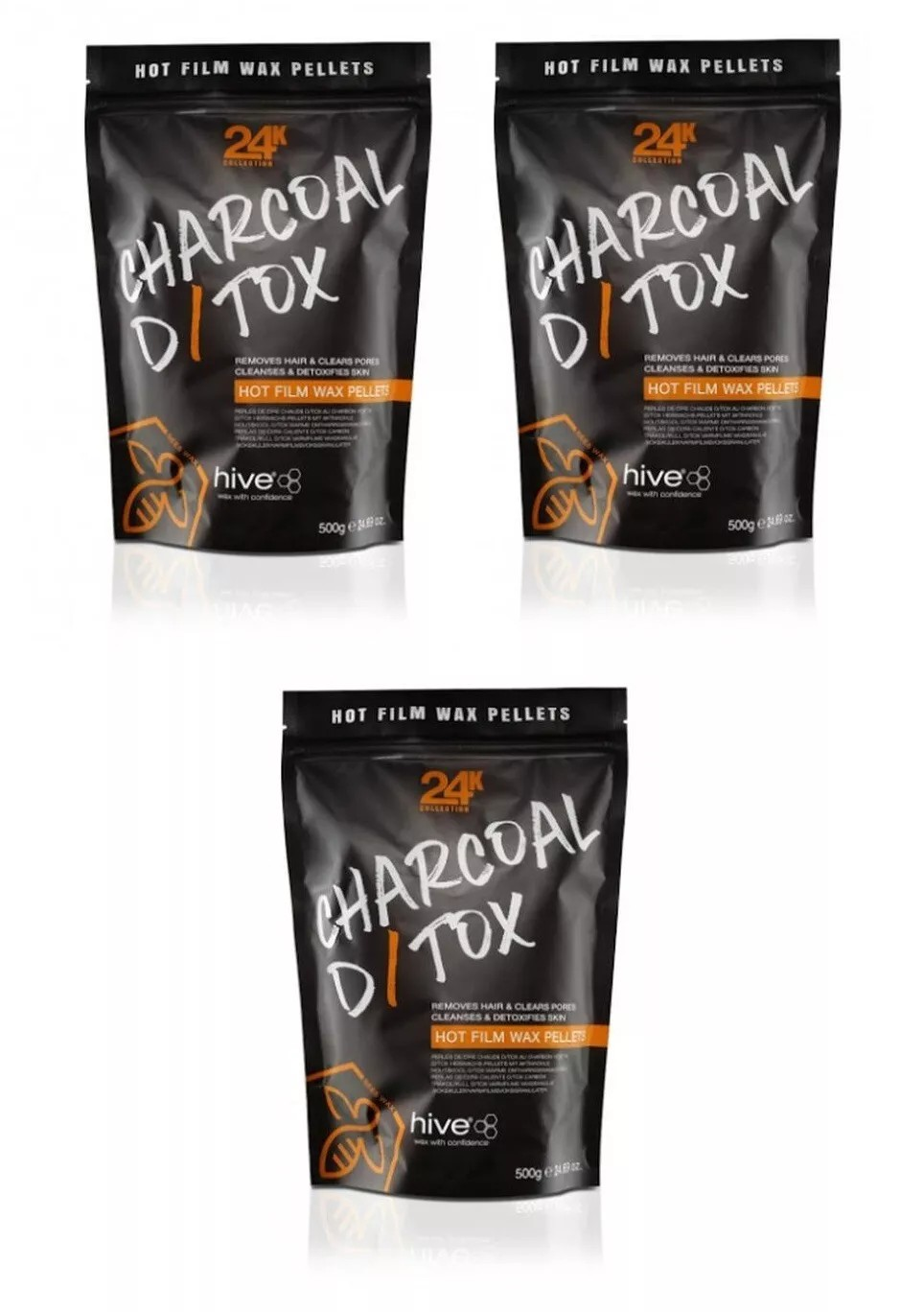 HIVE Charcoal Detox Hot Wax Waxing Pellets 500g