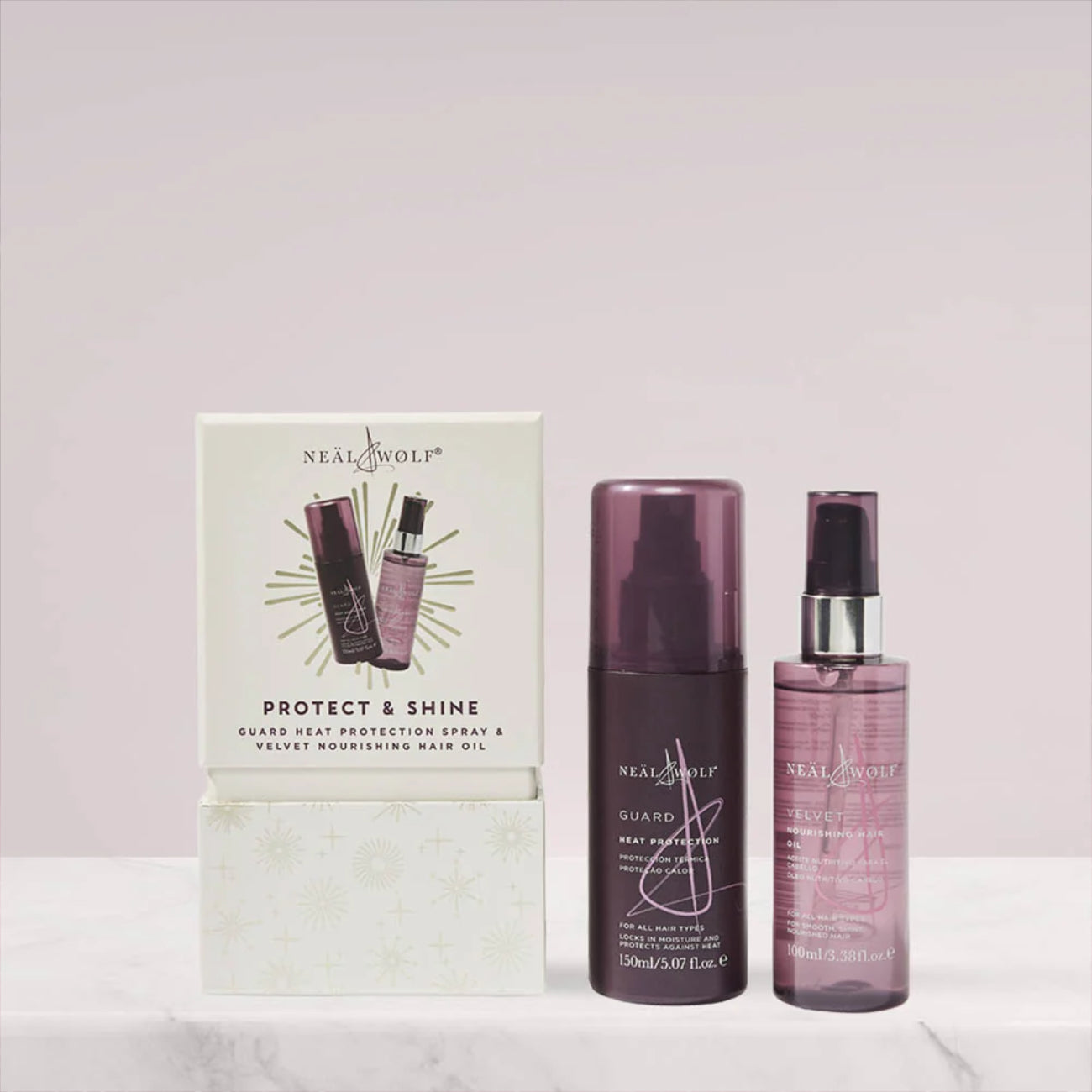 Neal and Wolf PROTECT & SHINE Duo Collection Heat Protection Spray & Nourishing Hair Oil Gift Set