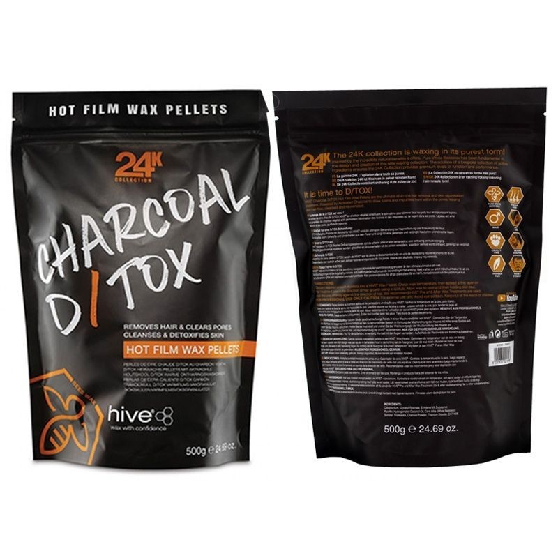 HIVE Charcoal Detox Hot Wax Waxing Pellets 500g