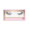 Packaging of Tatti Lashes Angel Energy 3D Faux Mink Eyelash Extensions with a pink and gold color scheme and the product visible through a clear window.