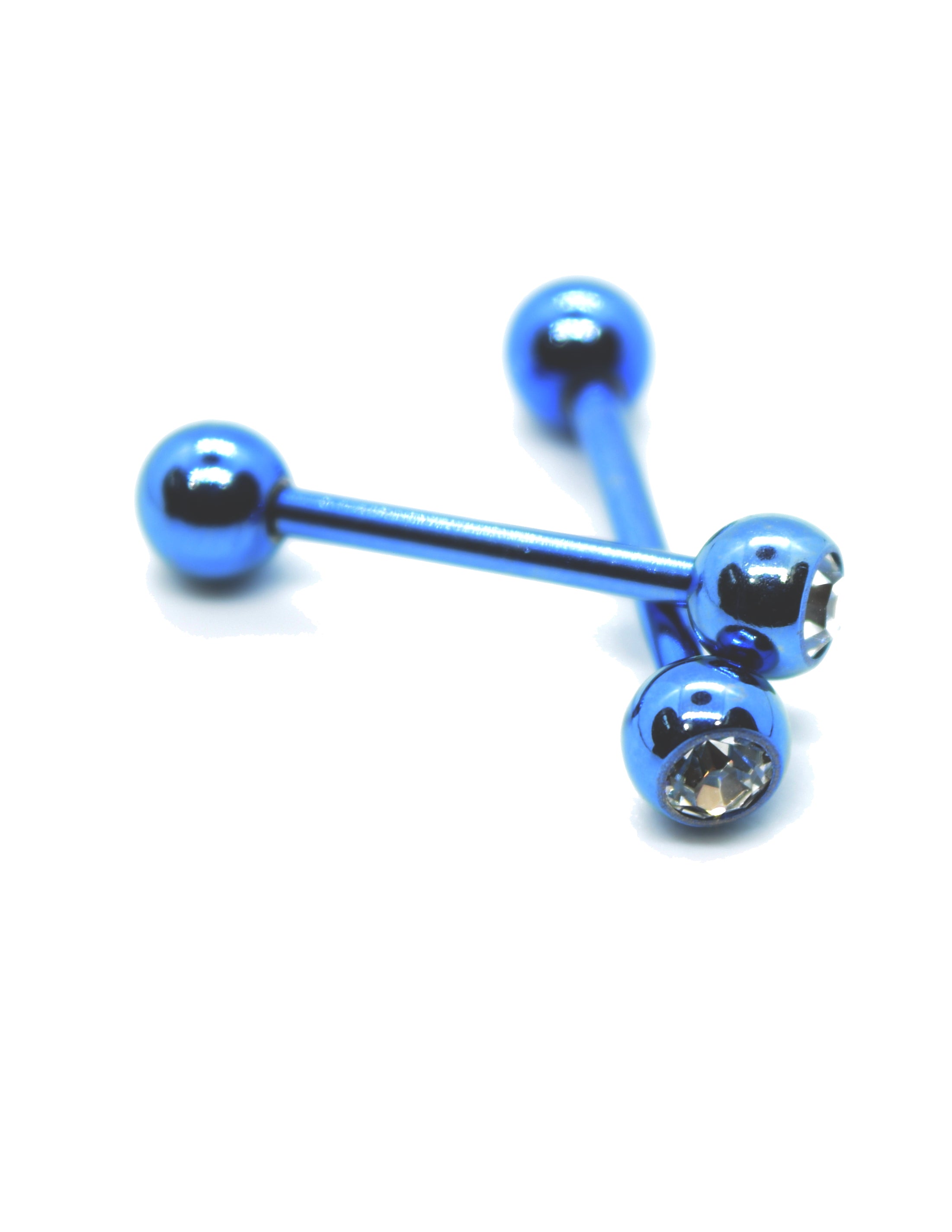 Blue Duo Clear Gem Tongue Bars