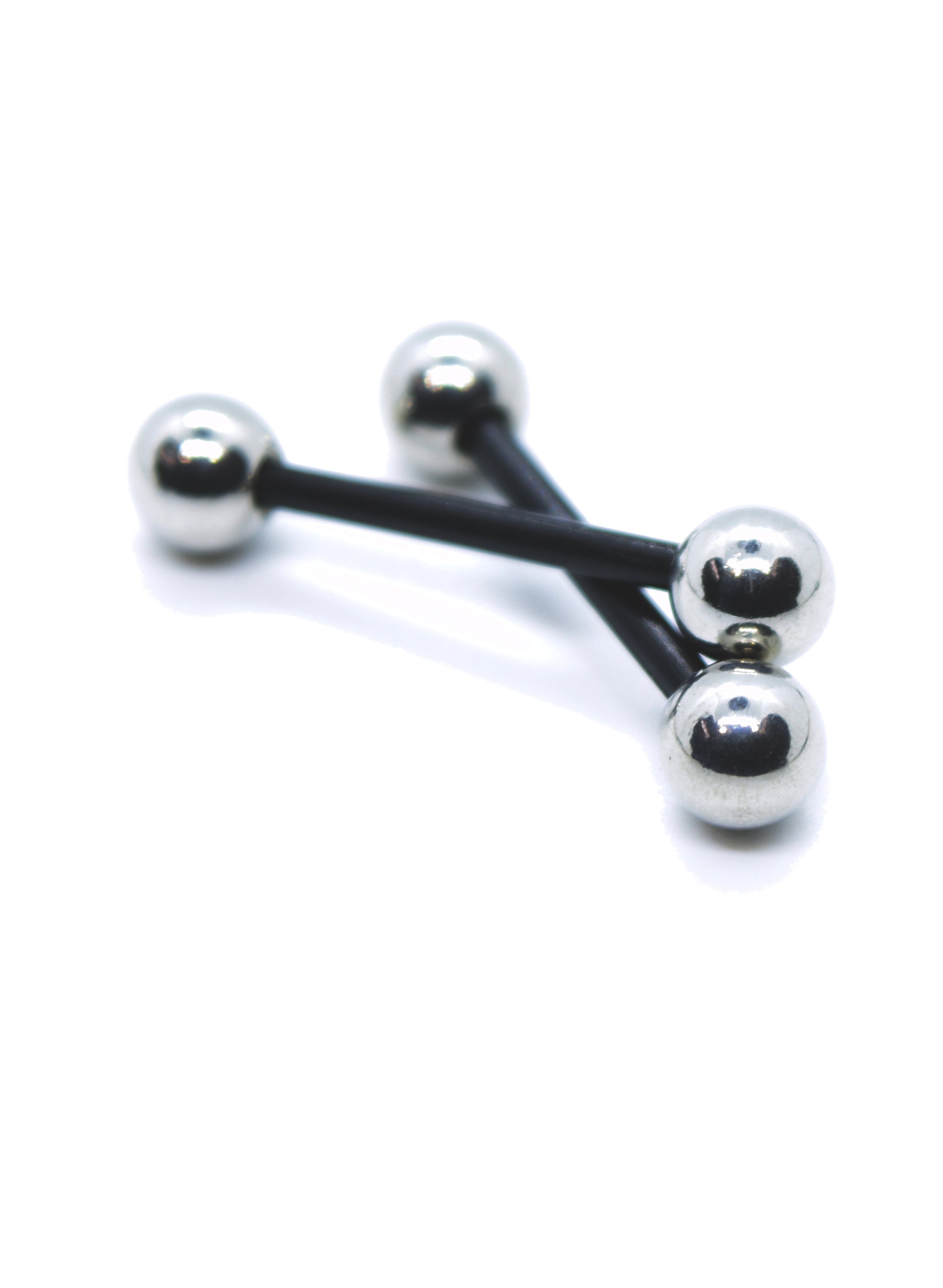 Duo of Black plastic Bars With Silver Plated Ends