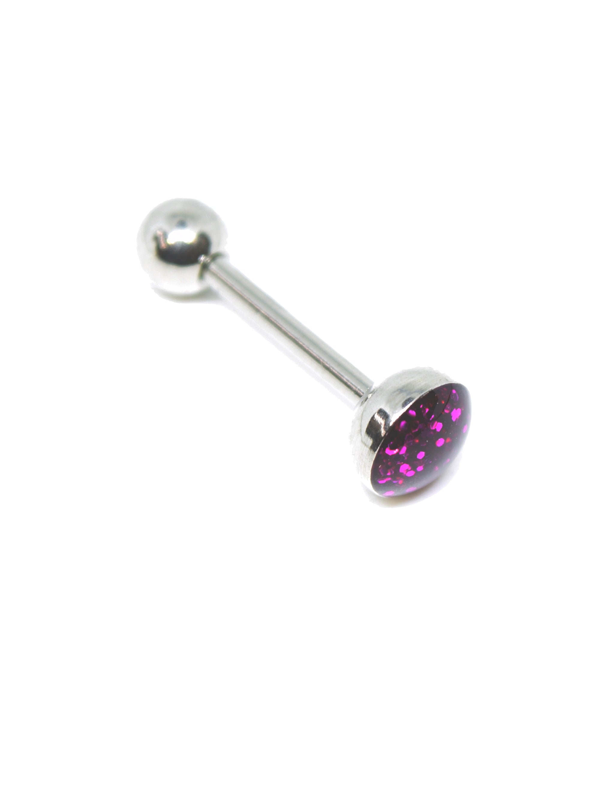 Pink CZ Coloured Tongue Bar