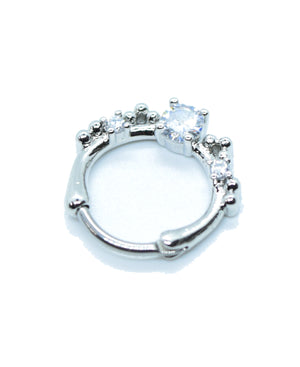 Silver Square Diamante And Small Stones Crystal Hinged Clicker 1.2 / 8mm CLK02