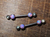Opal nipple barbell 1.6 -14mm  double jewel and fire opal design, surgical steel - beauty spot warehouse