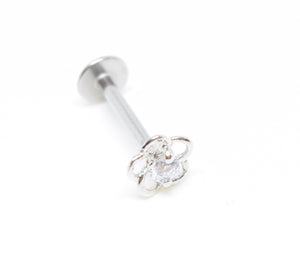 Lip Jewellery : Silver post with flower detail - beauty spot warehouse