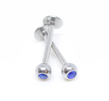 Lip Jewellery : Silver post with rounded blue stone 1.2 10mm - beauty spot warehouse