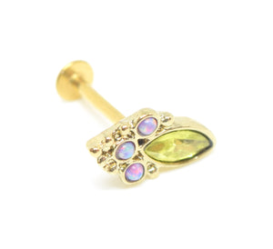 Lip Jewellery : Gold Post and detailed stones 8mm - beauty spot warehouse