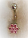 Silver ball top and diamante flower (pink or red) NA105 - beauty spot warehouse