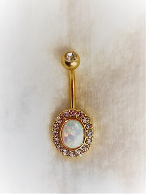 Opal set with diamante and gem ball, gold NA77 - beauty spot warehouse