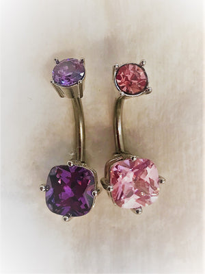 Duo pack of belly bars -Pink and Purple square NA88 - beauty spot warehouse