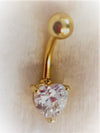 Gold heart shaped belly bar with gold ball top NA93 - beauty spot warehouse