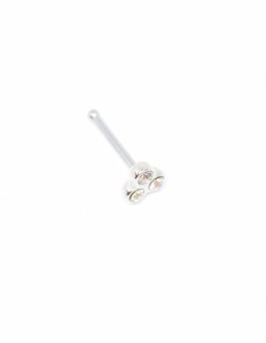 Silver stud with 3 gem finish