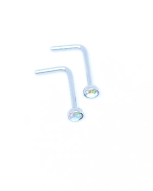 2 Pack of Blue L Shaped Nose Studs