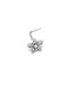 Single silver 5 leafed stud with gems
