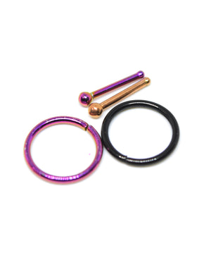2 Rings & 2 Studs - Coloured Surgical Steel
