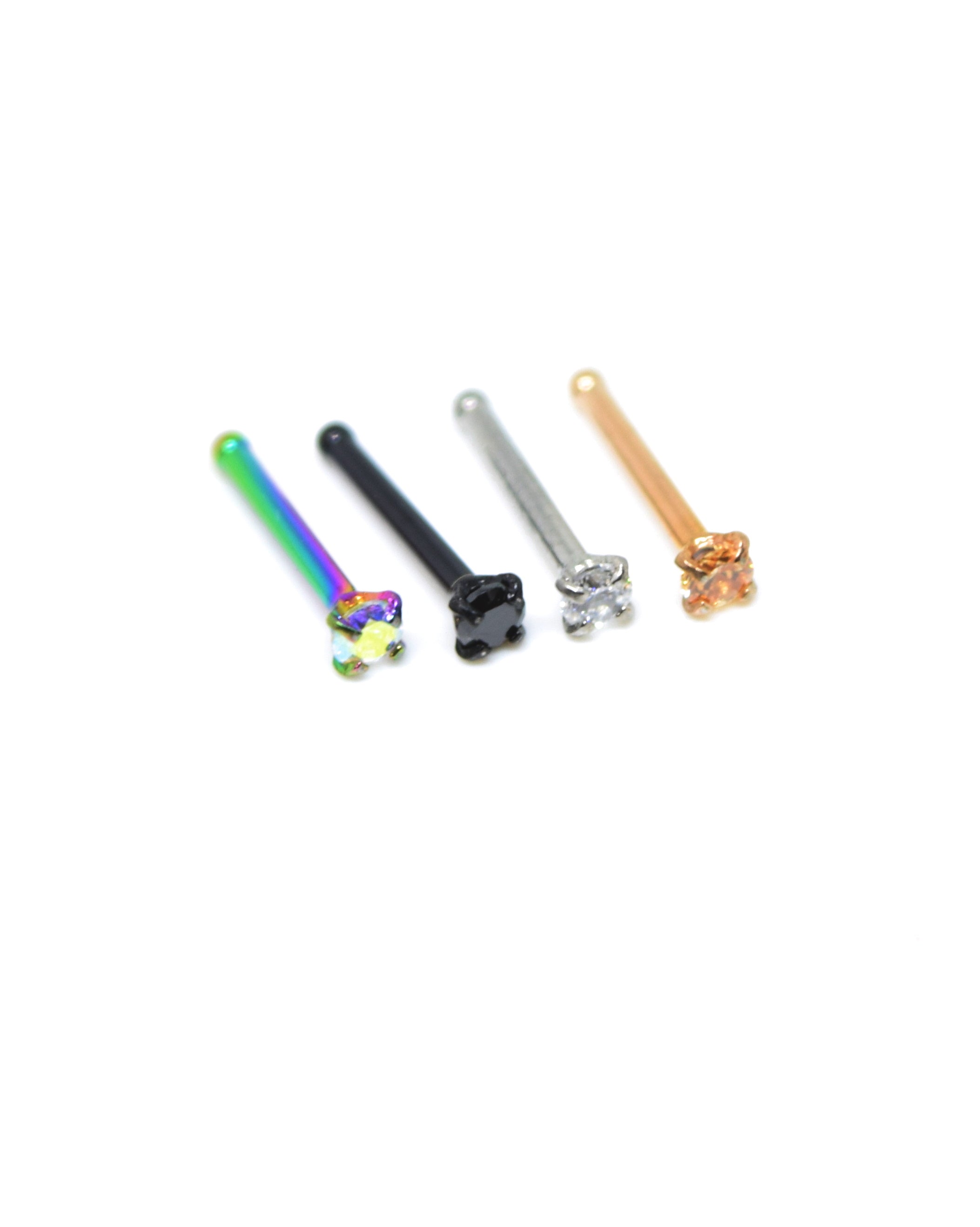 Pack of 4 nose studs - various colours
