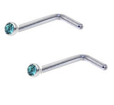 2 Pack L Bend Tiny Gem Crystal Steel Nose Studs - beauty spot warehouse