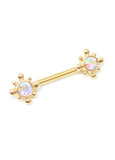 Gold Nipple bar with duo gems