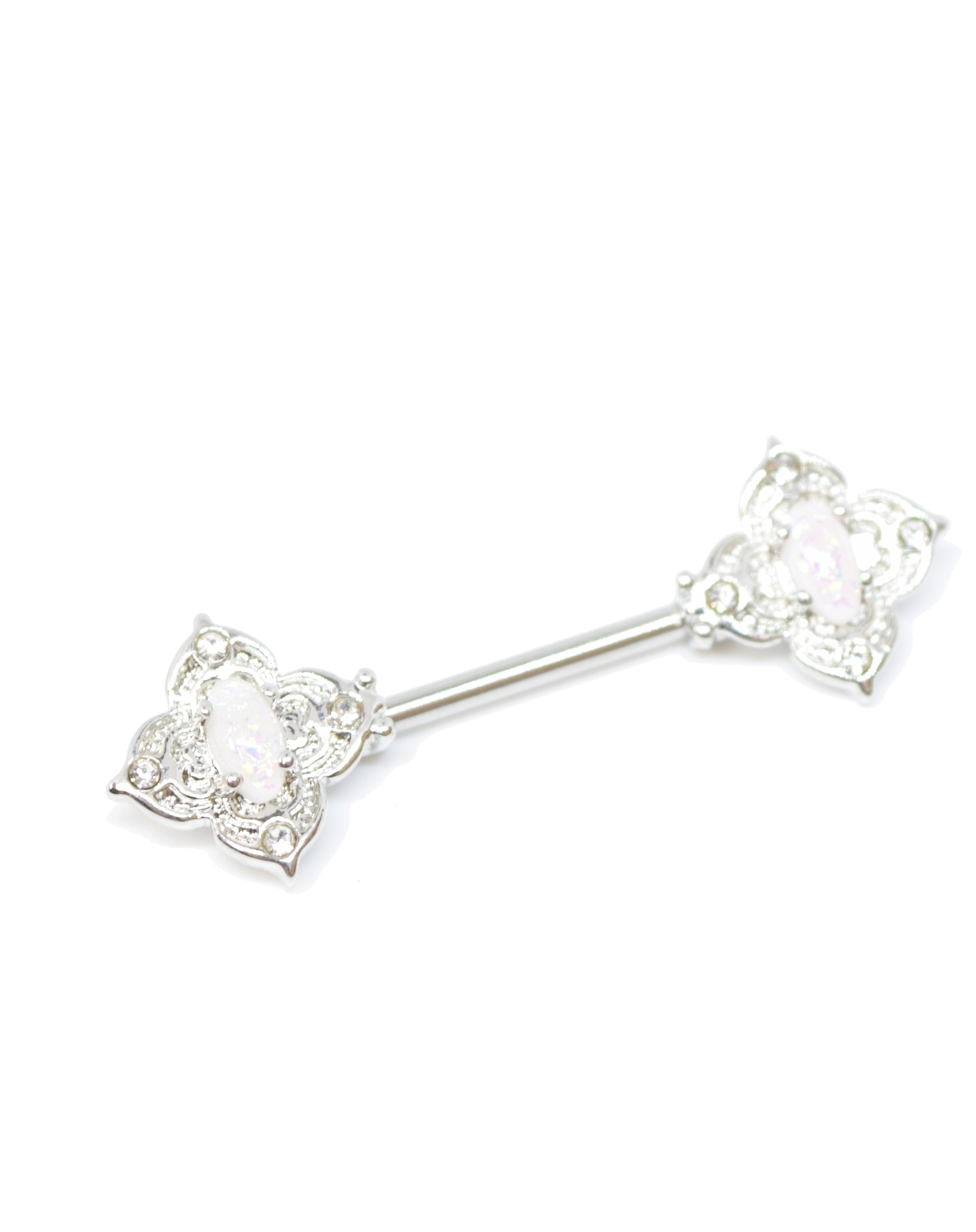 NP03 Art deco silver and clear gem diamond bar