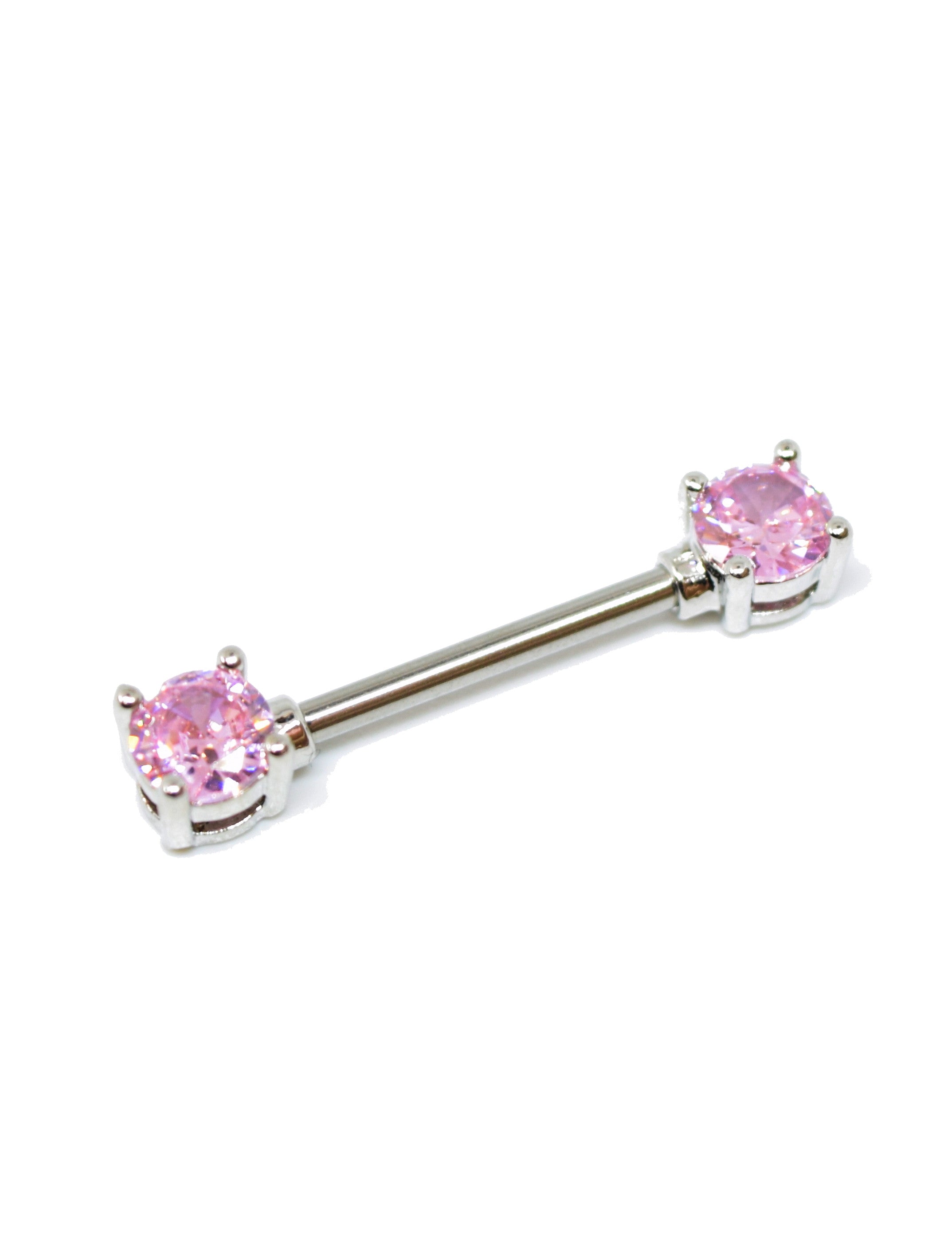 NP07 Silver bar with pink circular gems