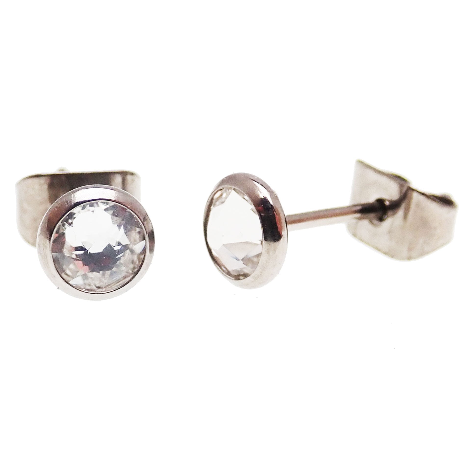 Zircon Crystal Titanium Earring Studs - Various Colours