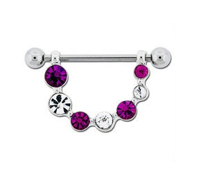 Surgical Steel Drop Gem Nipple Bar 1.6mm x 12mm - beauty spot warehouse