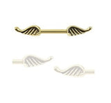 Gold Plated Surgical Steel Winged Nipple Bar - beauty spot warehouse