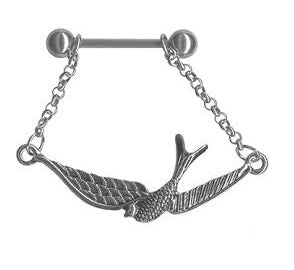 Sparrow Chain Dangle Surgical Steel Nipple Bar 1.6mm x 14mm - beauty spot warehouse
