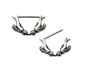 Surgical Steel Kissing Swallow Nipple Clicker Bar 1.6mm x 12mm - beauty spot warehouse