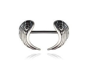 Steel Angel Wings Nipple Bar 1.6mm x 12mm - beauty spot warehouse